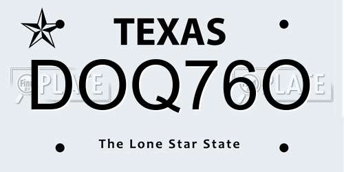 DOQ76O Texas License Plate
