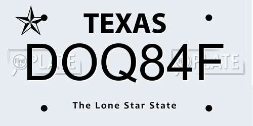 DOQ84F Texas License Plate