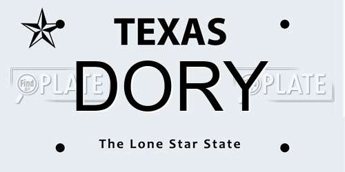 DORY Texas License Plate