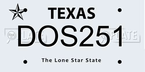 DOS251 Texas License Plate