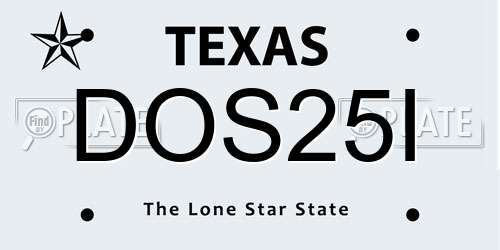 DOS25I Texas License Plate