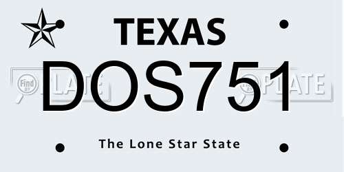 DOS751 Texas License Plate