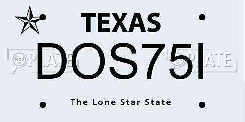 DOS75I Texas License Plate