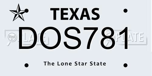 DOS781 Texas License Plate