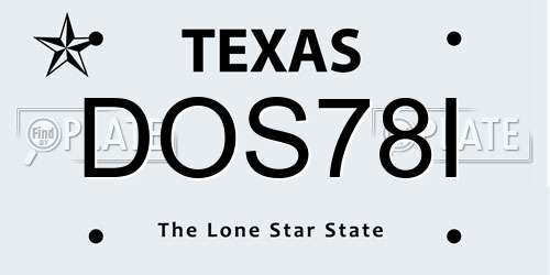 DOS78I Texas License Plate