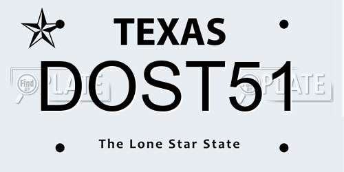DOST51 Texas License Plate
