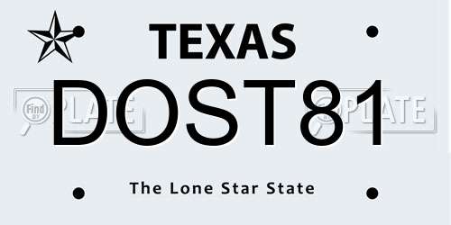 DOST81 Texas License Plate