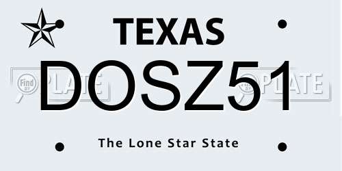 DOSZ51 Texas License Plate