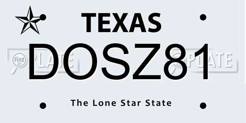 DOSZ81 Texas License Plate