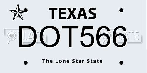 DOT566 Texas License Plate