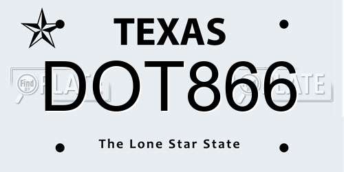 DOT866 Texas License Plate