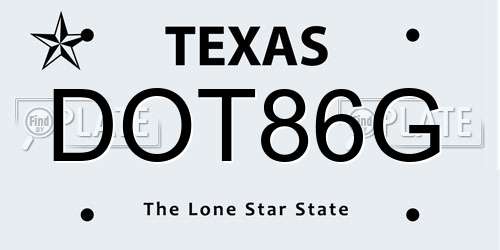 DOT86G Texas License Plate