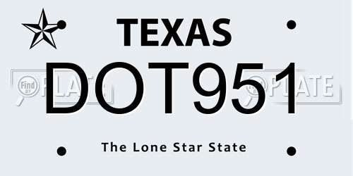 DOT951 Texas License Plate
