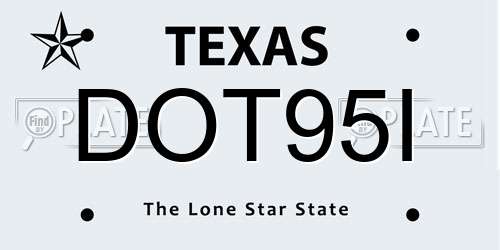 DOT95I Texas License Plate