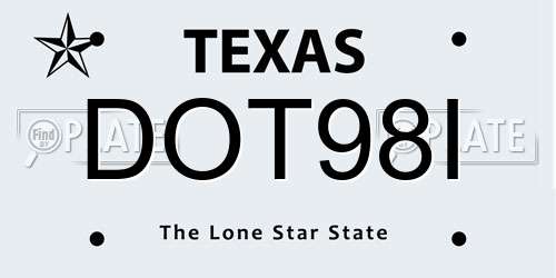 DOT98I Texas License Plate
