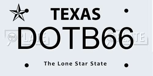 DOTB66 Texas License Plate