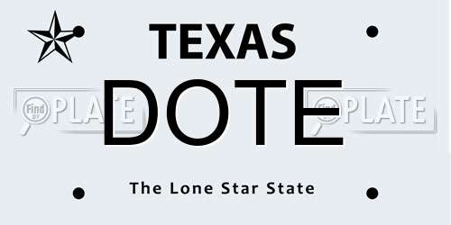 DOTE Texas License Plate
