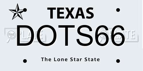 DOTS66 Texas License Plate