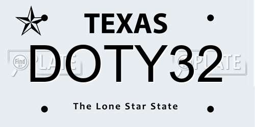 DOTY32 Texas License Plate