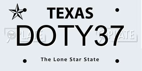 DOTY37 Texas License Plate