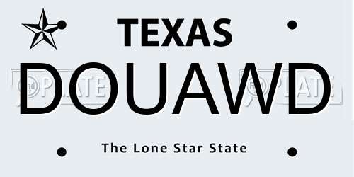 DOUAWD Texas License Plate