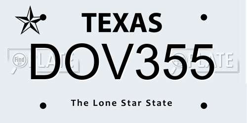 DOV355 Texas License Plate