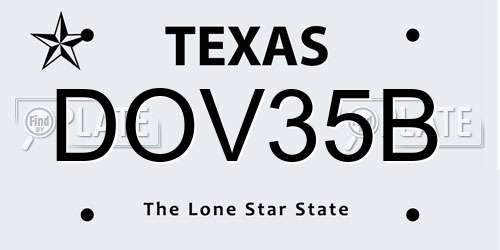 DOV35B Texas License Plate