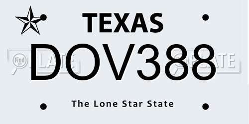 DOV388 Texas License Plate