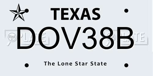 DOV38B Texas License Plate