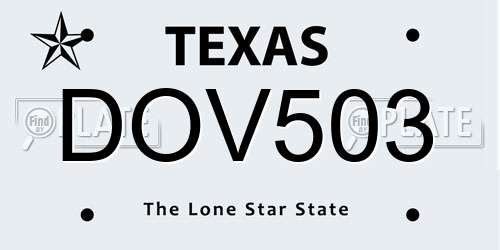 DOV503 Texas License Plate