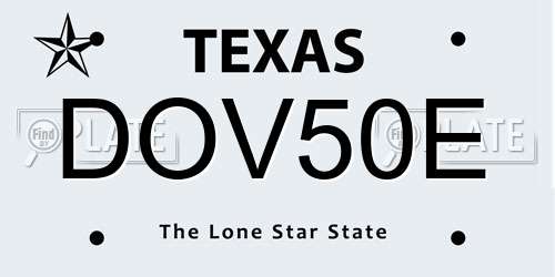 DOV50E Texas License Plate