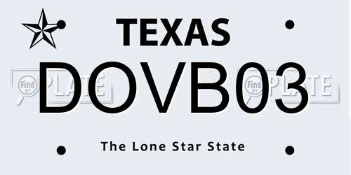 DOVB03 Texas License Plate