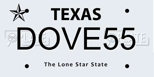 DOVE55 Texas License Plate