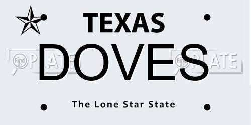 DOVES Texas License Plate