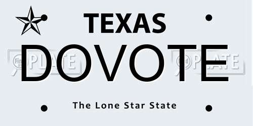 DOVOTE Texas License Plate