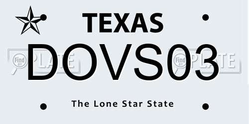 DOVS03 Texas License Plate