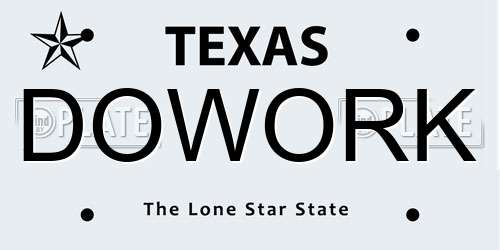 DOWORK Texas License Plate