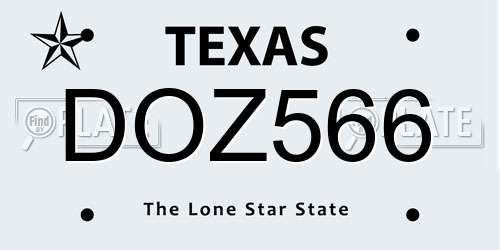 DOZ566 Texas License Plate