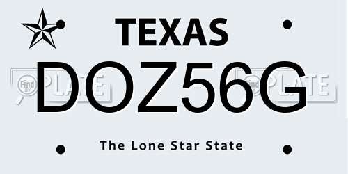 DOZ56G Texas License Plate