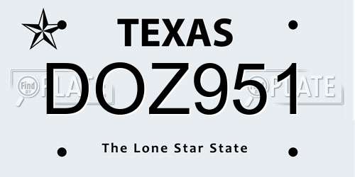 DOZ951 Texas License Plate