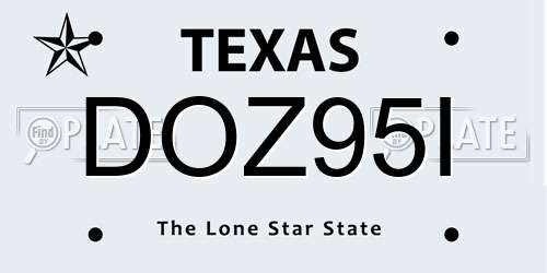 DOZ95I Texas License Plate