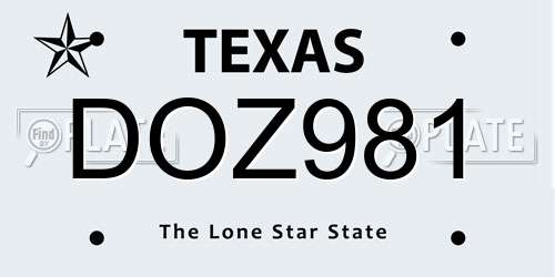 DOZ981 Texas License Plate
