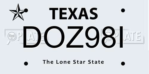 DOZ98I Texas License Plate
