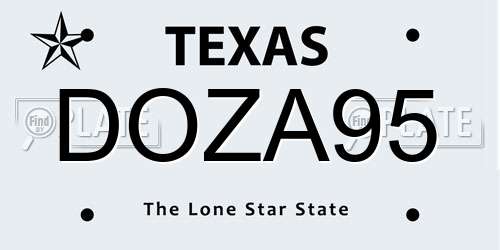 DOZA95 Texas License Plate