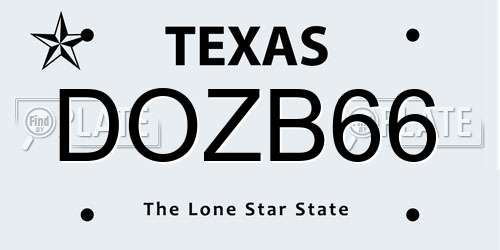 DOZB66 Texas License Plate