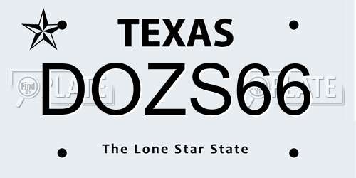 DOZS66 Texas License Plate