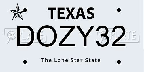 DOZY32 Texas License Plate