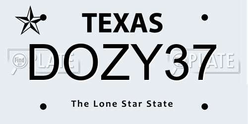 DOZY37 Texas License Plate