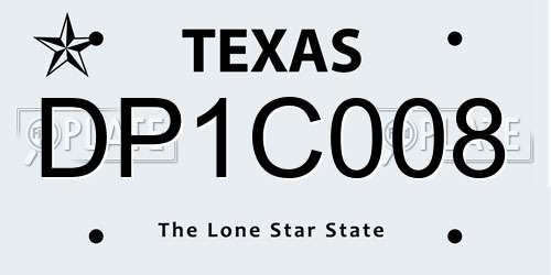 DP1C008 Texas License Plate