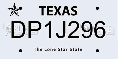 DP1J296 Texas License Plate
